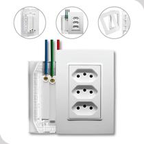 Tomada Tripla 20A Monobloco De Embutir Ilumi Branca Parede Tomada Tripla 20A Monobloco De Embutir Ilumi Branca Parede