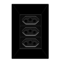 Tomada Tripla 2p+t 20A Com Placa Espelho Black Linha Dubai Bivolt 127v e 250v
