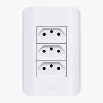 Tomada tripla 2pt+t 10a 250v-linha canoa - romazi 1616