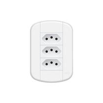 Tomada Tripla Fame Blanc+ 2p+t 10a Com Placa 4x2 Branca