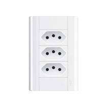 Tomada Tripla Fame Modulare 2p+t 20a Com Placa 4x2 Branco