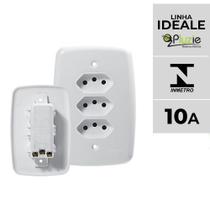 Tomada Tripla linha Fácil 10A Ideale Pluzie 4x2 branca 250V Tomada Tripla linha Fácil 10A Ideale Pluzie 4x2 branca 250V