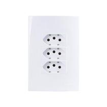 Tomada Tripla Margirius Sleek 2p+t 10a Com Placa 4x2 Branca Tomada Tripla Margirius Sleek 2p+t 10a Com Placa 4x2 Branca