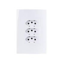 Tomada Tripla Margirius Sleek 2P+T 10A Com Placa 4X2 Branca