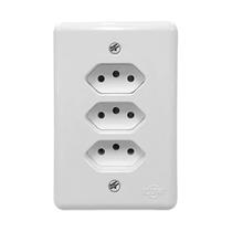 Tomada Tripla Monobloco 20A 250V Branco Stylus - Ilumi