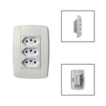 Tomada Tripla Monobloco 3 Pinos 10A 250V Tomada Tripla Monobloco 3 Pinos 10A 250V