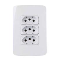 Tomada Tripla Placa 3 Módulos 10A 2P+T Margirius Linha B3