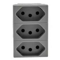 Tomada Triplex Pial Plus+ com Borne Automático Cinza - Pial Legrand Tomada Triplex Pial Plus+ com Borne Automático Cinza - Pial Legrand