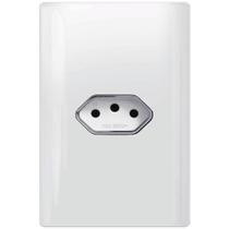 Tomada Universal Horizontal 2P+T 10A Dc 1200-29 Branco com Cromado Ekron Tomada Universal Horizontal 2P+T 10A Dc 1200-29 Branco com Cromado Ekron