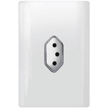 Tomada Universal Vertical 2p+t 20a Com Placa 4x2 Branca E Cromada - Dc 1200-13 - Novara