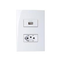 Tomada Usb-A 1A 5W E Tomada 2P+T 10A Margirius Sleek Com Pla Tomada Usb-A 1A 5W E Tomada 2P+T 10A Margirius Sleek Com Pla