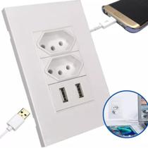 Tomada USB Branco 5V Tipo C Carregamento Turbo