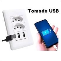 Tomada USB Branco Parede 4x2 Carregador Universal Tomada USB Branco Parede 4x2 Carregador Universal