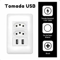 Tomada USB Branco Parede Universal 4x2 Tomada USB Branco Parede Universal 4x2