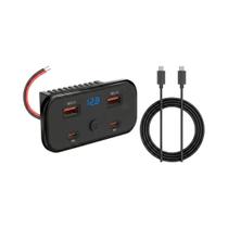 Tomada USB-C 12V Para RV 96W PD3.0 QC3.0, Adaptador Carregador De Painel Para Montagem Em Parede