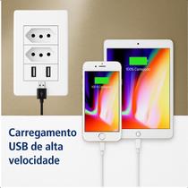 Tomada USB de Parede Branco Arco Íris LED 10A Carregamento