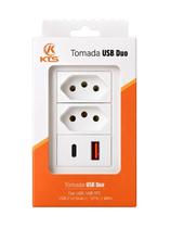 Tomada USB Duo Bivolt 2P+T Carregador Parede USB-A USB-C 3A Max. Tomada USB Duo Bivolt 2P+T Carregador Parede USB-A USB-C 3A Max.