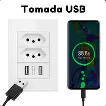 Tomada USB Dupla Branco 4x2 10A