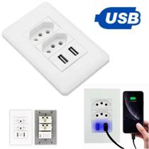 Tomada USB Dupla Branco 4x2 10A