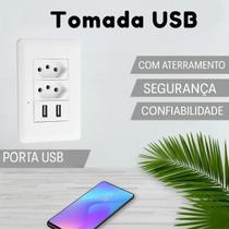 Tomada USB Dupla Branco 4x2 Carregamento Turbo