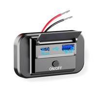 Tomada USB e USB-C com Iluminação em LED Azul 12-24v