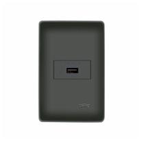 Tomada Usb Fame Habitat Black 15w Com Placa 4x2 Preta