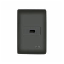 Tomada USB Fame Habitat Black 15W com Placa 4x2 Preta