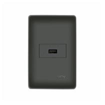Tomada Usb Fame Habitat Black 15W Com Placa 4X2 Preta