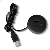 Tomada USB para Embutir para Móveis, Sofá e Cabeceira - Cor Preta
