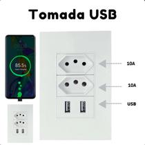 Tomada USB Parede Arco Íris LED Branco
