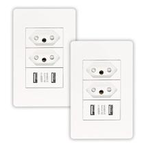 Tomada Usb Parede Duo Bivolt Dupla Conjunto Carregador Alimentação Tomada Usb Parede Duo Bivolt Dupla Conjunto Carregador Alimentação