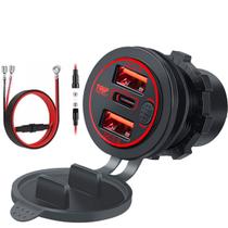 Tomada USB Tripla Veicular QC 3.0 e PD 20W 3 Saídas Base Principal Cor:Verde Tomada USB Tripla Veicular QC 3.0 e PD 20W 3 Saídas Base Principal Cor:Verde