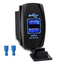 Tomada Usb Turbo 2 Saídas 3.1a Automotiva de embutir Retangular KLX Qualidade e Inovação