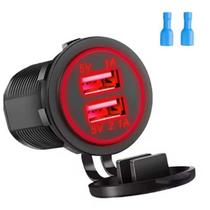 Tomada USB Veicular Dupla Carregador Rápido 12V 24V Cores:Vermelho