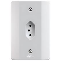 Tomada Vertical 10a 3 Pinos 2p+t Branco Mectronic Com Espelho