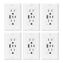 Tomadas de parede USB ELEGRP 15A com 3 portas USB e 2 portas USB C, pacote com 6 unidades