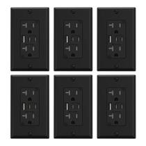 Tomadas de parede USB ELEGRP 20A com 3 USB C 3.0A e 3 USB A 2.4A