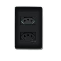 Tomadas Dupla Preta 2P+T Distanciadas 10A 250V Com Placa Habitat Black- FAME Tomadas Dupla Preta 2P+T Distanciadas 10A 250V Com Placa Habitat Black- FAME
