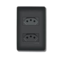 Tomadas Preta 2P+T Distanciadas 20A/250V Com Placa Habitat Black - Fame