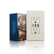Tomadas USB e receptáculos TOPELER de 3 portas USB-C 30W 6.0A Light Almond