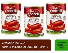 Tomate Pelado Em Suco Pietro Coricelli Vegano Kit 3 X 400g
