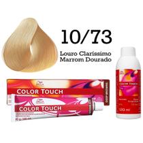 Tonalizante Color Touch 10/73 Louro Claríssimo Marrom Dourado + Emulsão Ox Wella Professionals