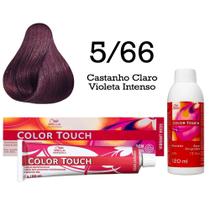 Tonalizante Color Touch 5/66 Castanho Claro Violeta Intenso + Emulsão Ox Wella Professionals