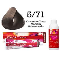 Tonalizante Color Touch 5/71 Castanho Claro Marrom Acinzentado + Emulsão Ox Wella Professionals