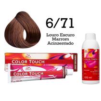 Tonalizante Color Touch 6/71 Louro Escuro Marrom Acinzentado + Emulsão Ox Wella Professionals