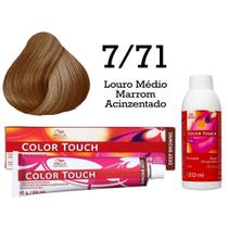 Tonalizante Color Touch 7/71 Louro Médio Marrom Acinzentado+ Emulsão Ox Wella Professionals