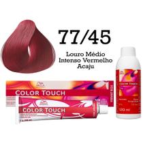 Tonalizante Color Touch 77/45 Louro Médio Intenso Vermelho Acaju + Emulsão Ox Wella Professionals