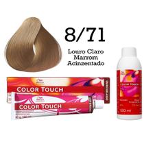 Tonalizante Color Touch 8/71 Louro Claro Marrom Acinzentado + Emulsão Ox Wella Professionals Tonalizante Color Touch 8/71 Louro Claro Marrom Acinzentado + Emulsão Ox Wella Professionals