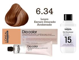 Tonalizante Dia Color 6.34 Louro Escuro Dourado Acobreado + Emulsão Reveladora 15v L'Oréal Professionnel