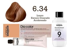 Tonalizante Dia Color 6.34 Louro Escuro Dourado Acobreado + Emulsão Reveladora 9v L'Oréal Professionnel